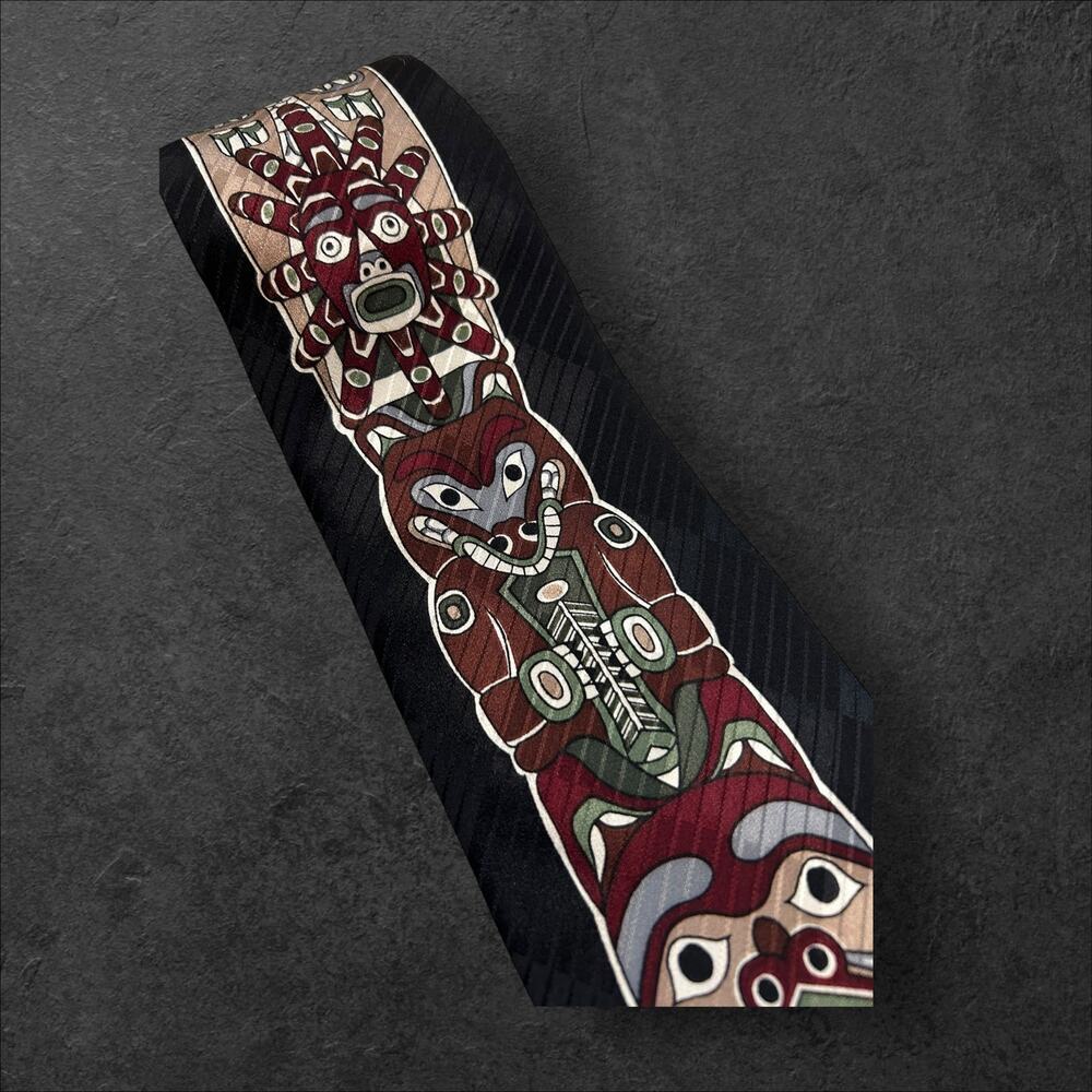 Aesotica Skemo 100% Silk Canada Men's Tie by Eleanor Paine Tribal Totem